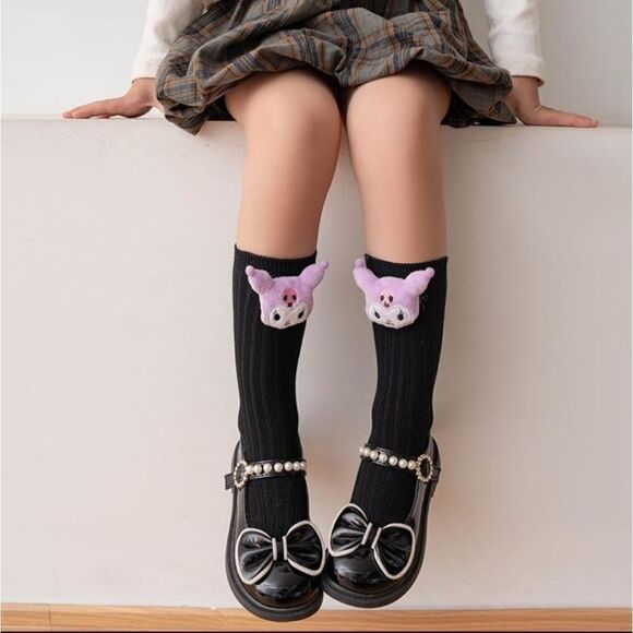 2/$20 Brand New Black/Purple Kuromi Socks Kids 6-10 Yrs - Picture 2 of 6